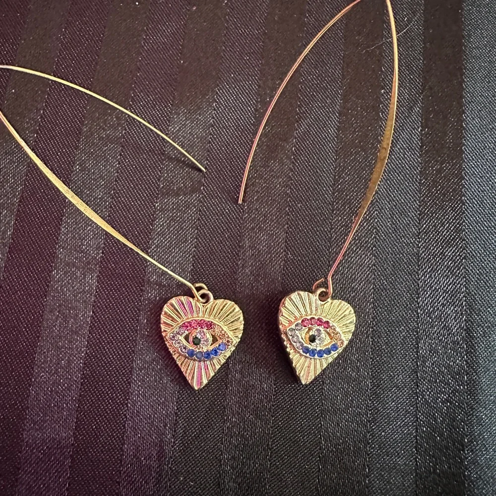 Evil Eye gold colored earrings